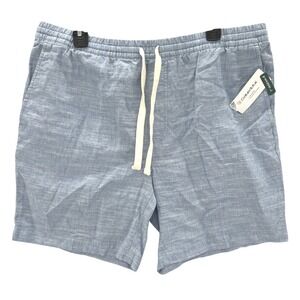 NEW CUBAVERA Mens Size L Light Blue Linen Blend Pull On Shorts 7" Inseam Resort